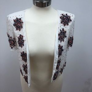 Raga- white bolero with colorful beaded details
